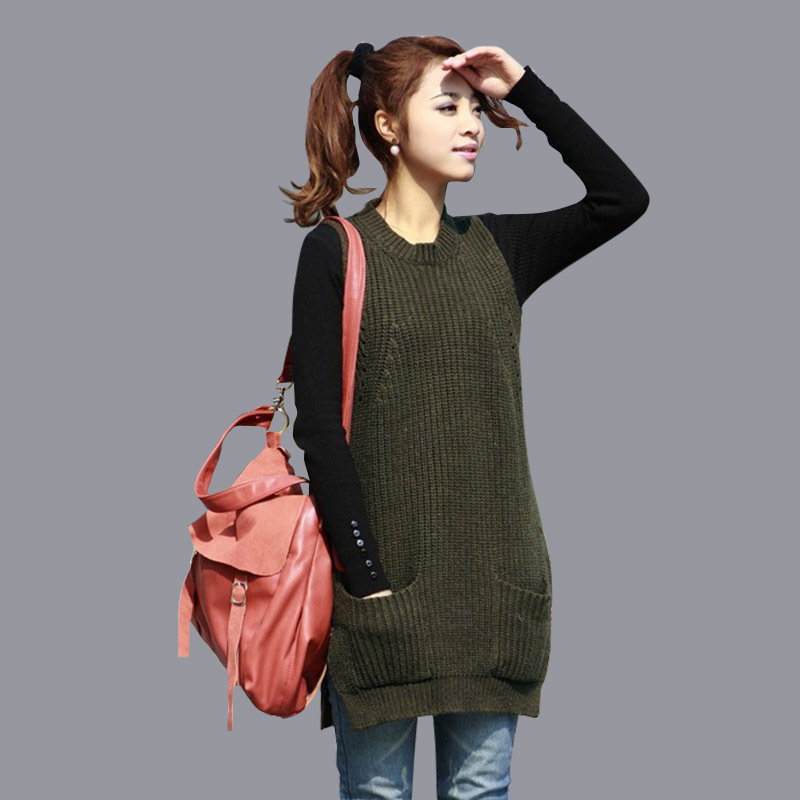 2012 autumn and winter women new arrival brief formal wool blending vest sleeve length sweater vest outerwear