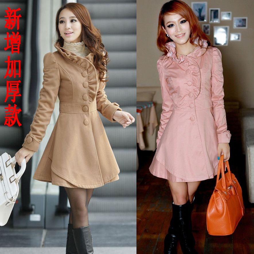 2012 autumn and winter women ol elegant slim trench wool woolen overcoat outerwear