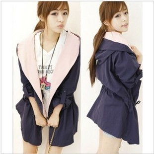 2012 autumn and winter women plus size medium-long slim waist hooded long-sleeve cardigan clothes trench outerwear