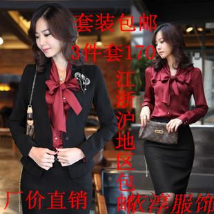 2012 autumn and winter women plus size work wear suit formal professional set
