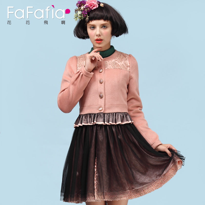 2012 autumn and winter women puff skirt long design trench wool coat trench long-sleeve outerwear