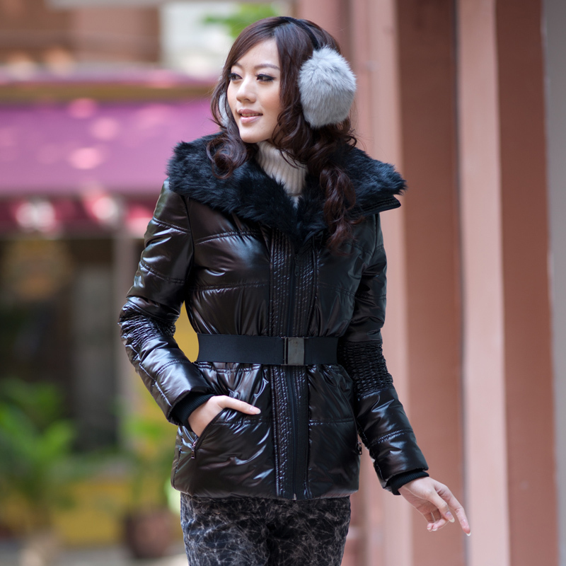 2012 autumn and winter women rabbit fur thermal wadded jacket outerwear female e850216 free shipping