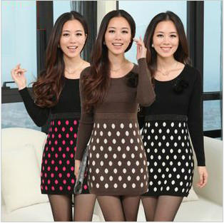 2012 autumn and winter women's cashmere sweater slim one-piece dress sweater outerwear