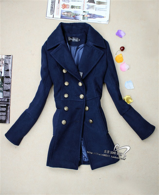 2012 autumn and winter women's casual woolen suit slim trench overcoat outerwear