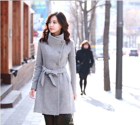 2012 autumn and winter women's stylish casual long slim thickening woolen overcoat /trench jacket/free shipping/wholesale