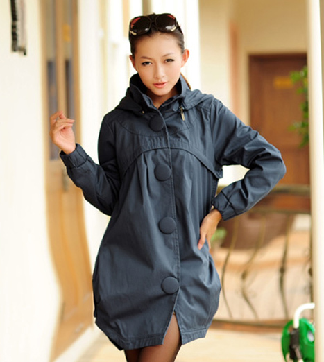 2012 autumn and winter women's trench female outerwear autumn and winter slim cotton cloth with a hood overcoat trench