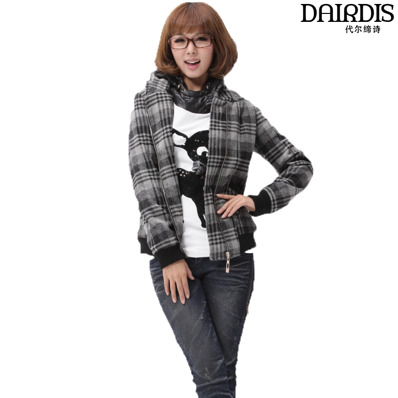 2012 autumn and winter women's trench outerwear spring and autumn plaid slim short design hat