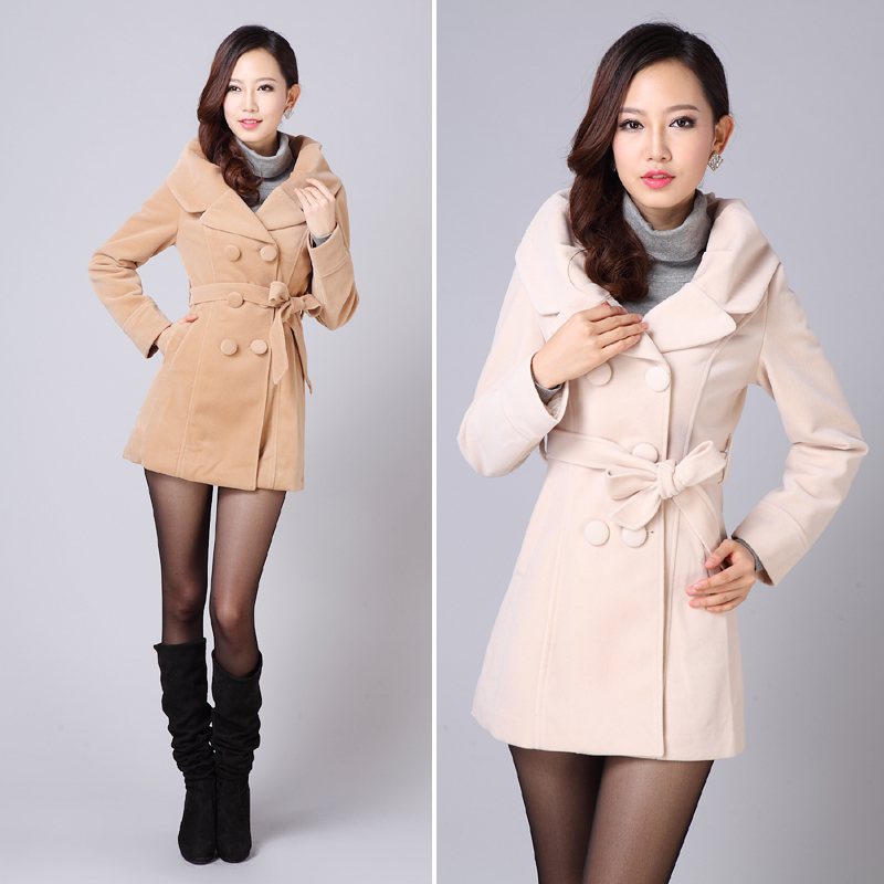 2012 autumn and winter women slim overcoat outerwear woolen outerwear medium-long overcoat trench