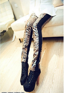 2012 autumn and winter women tiger faux leather thick legging