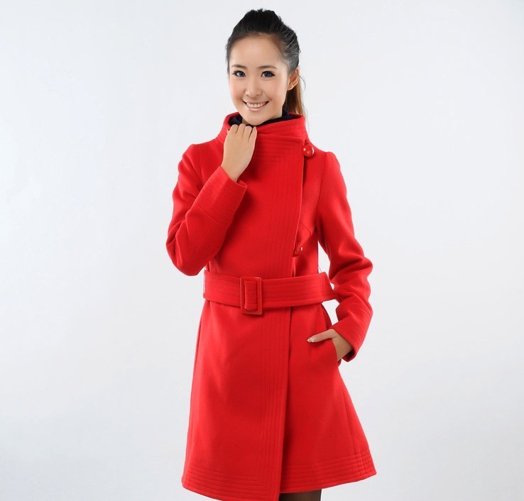 2012 autumn and winter women trench cashmere woolen outerwear overcoat f38 free shipping
