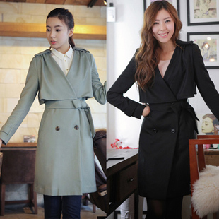 2012 autumn and winter women trench long design trench outerwear mint color fashion