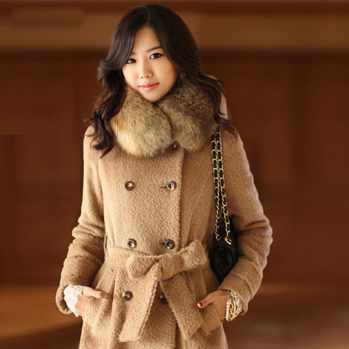 2012 autumn and winter women wool coat medium-long trench Women outerwear slim female thick