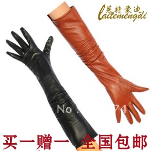 2012 autumn and winter womens genuine leather long gloves thermal ultra long sheepskin genuine leather gloves oversleeps arm