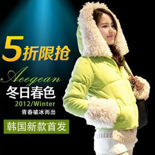 2012 autumn and winter wool berber fleece outerwear short design with a hood cotton-padded jacket wadded jacket slim