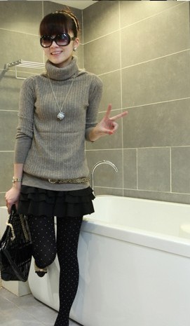 2012 autumn arrival turtleneck sweet medium-long twisted basic shirt sweater outerwear  free shipping