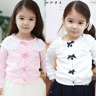 2012 autumn bow lace paragraph girls clothing baby cardigan wt-0573