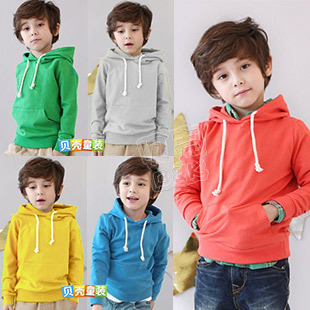 2012 autumn brief boys clothing girls clothing baby fleece with a hood sweatshirt wt-0707