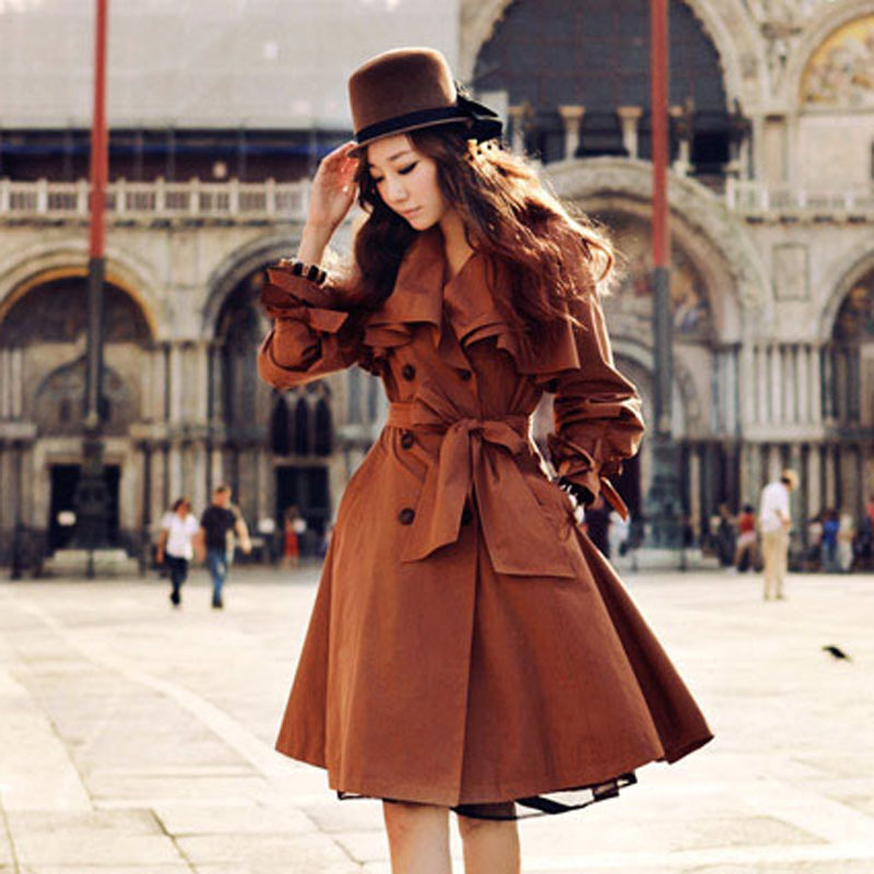 2012 autumn british style slim women's long design casual clothes overcoat outerwear women's