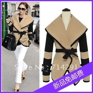 2012 autumn british style victoria personalized large lapel cape wool coat