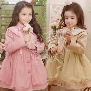 2012 autumn cape tulle dress girls clothing baby trench outerwear wt-0641