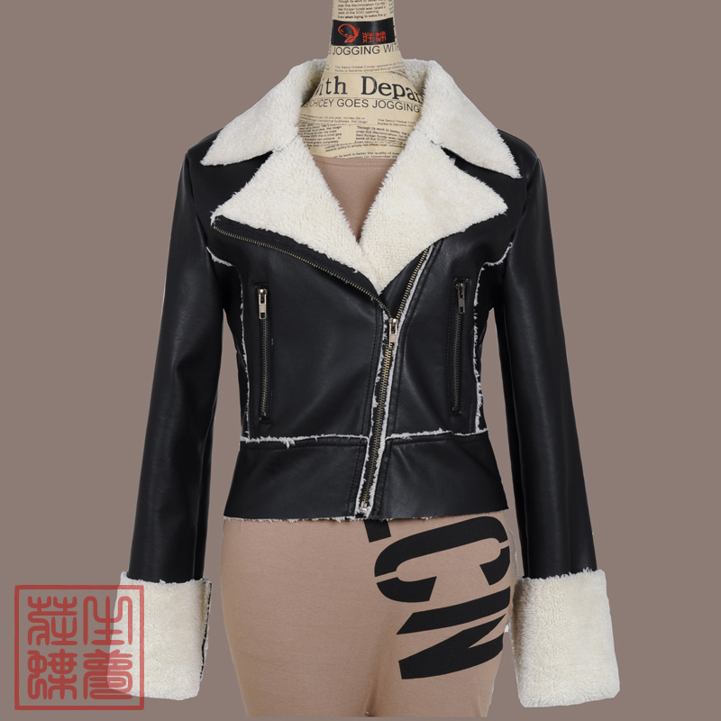 2012 autumn casual women's roll sheep wool liner short design small leather clothing outerwear