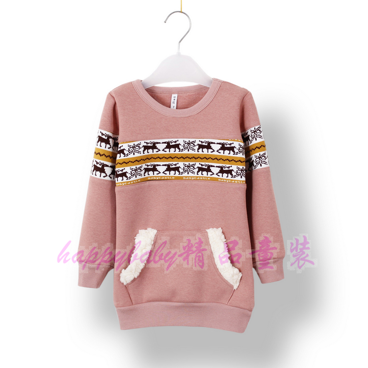 2012 autumn child baby girls clothing cotton 100% plus velvet thickening T-shirt long-sleeve shirt basic sweatshirt dress
