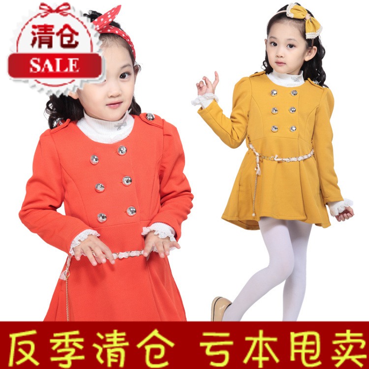 2012 autumn children child outerwear double breasted slim female child trench