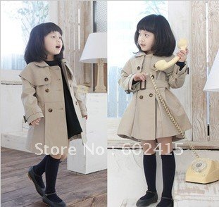 2012 autumn children girl's clothing child trench child fashion elegant pull style double breasted outerwear Kid's coat  JBB42