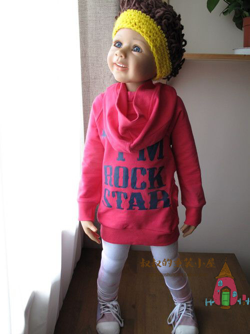 2012 autumn children's clothing 100% cotton sweatshirt rack female child long-sleeve T-shirt sweatshirt cap front and rear