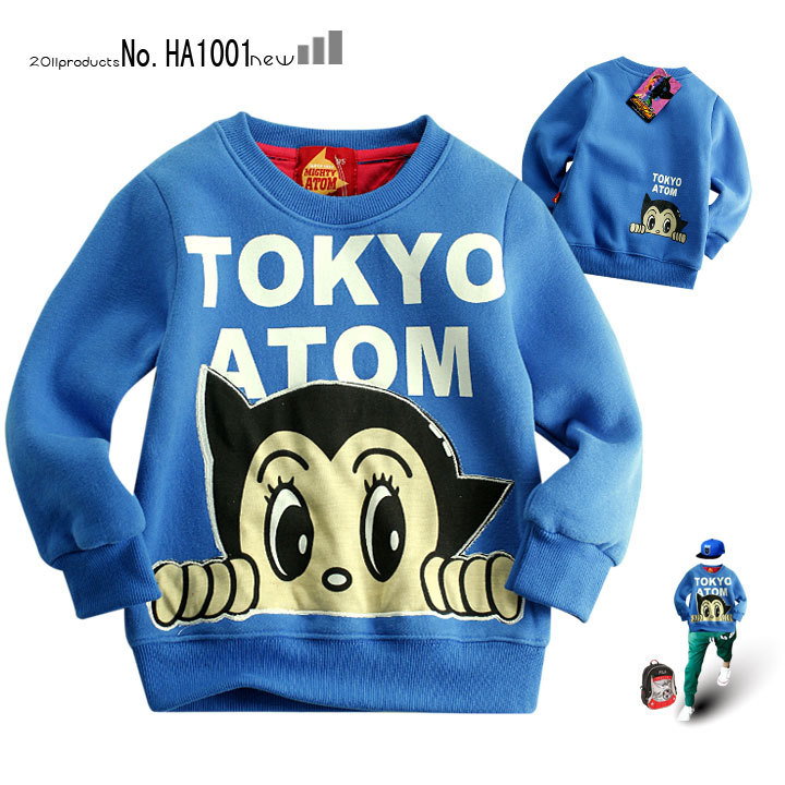 2012 autumn children's clothing cartoon ASTRO BOY atom fleece thickening child sweatshirt baby autumn