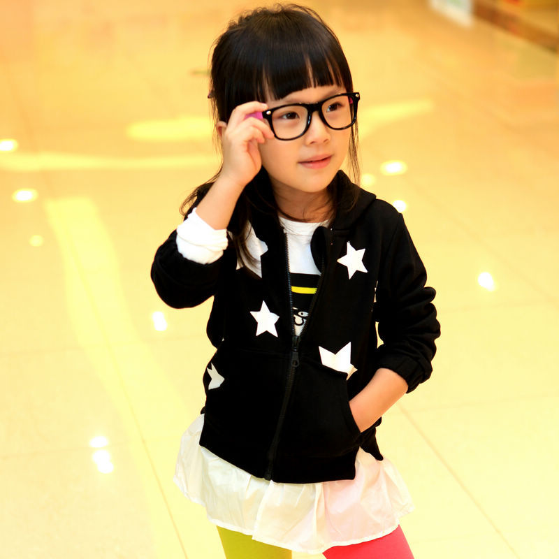 2012 autumn children's clothing female child five-star patchwork dress child casual sweatshirt outerwear y12544