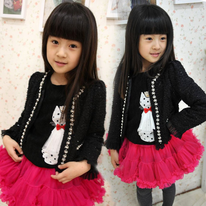 2012 autumn children's clothing - female child nobility elegant diamond outerwear short suit child