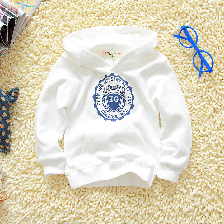2012 autumn children's clothing with a hood sweatshirt male child outerwear white sweatshirt unisex child outerwear