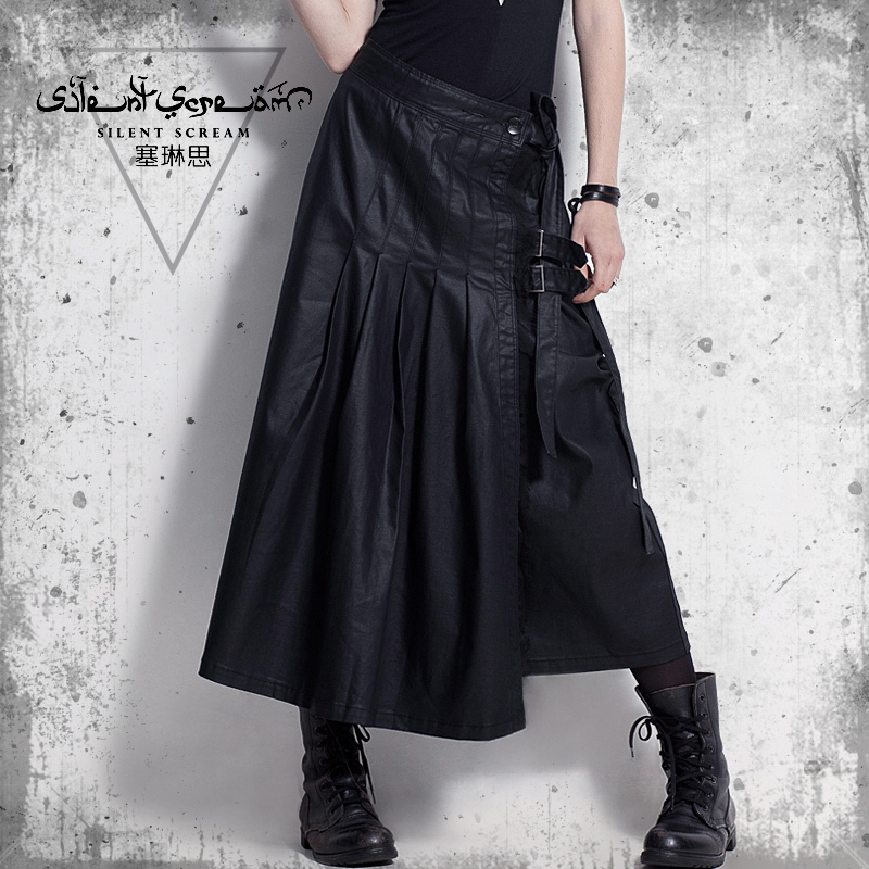 2012 autumn collection faux leather pleated fashion punk skirt 34000012