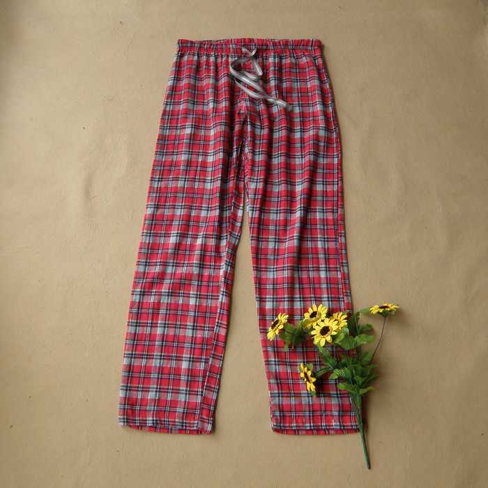 2012 autumn comfortable simple flat plaid flannelette plus size casual pajama pants lounge pants