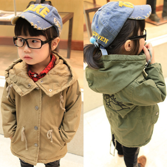 2012 autumn cotton-padded medium-long baby girls clothing trench outerwear outergarment z0034