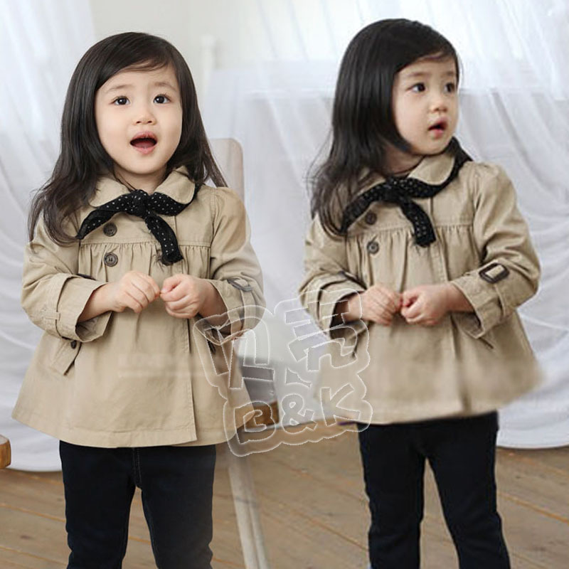 2012 autumn cute girls clothing baby short design trench outerwear wt-0683