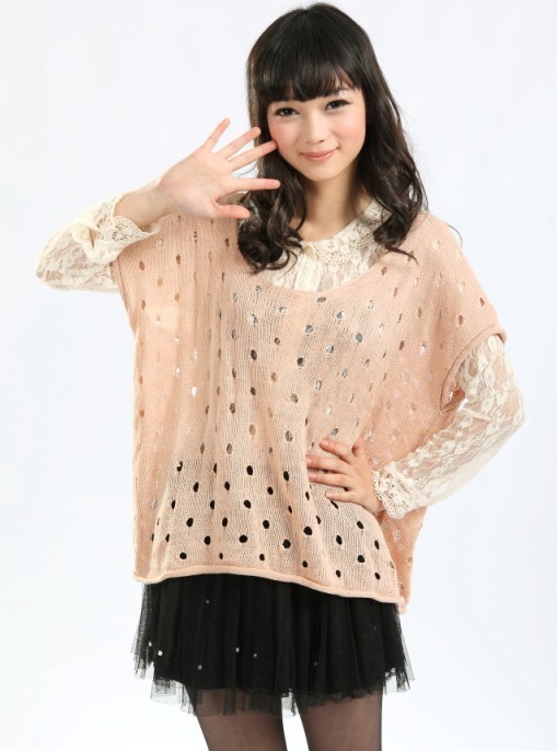 2012 autumn cutout o-neck sweater sleeveless sweater loose sweater female