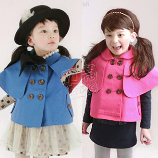 2012 autumn double breasted girls clothing baby cloak outerwear mantissas wt-0643