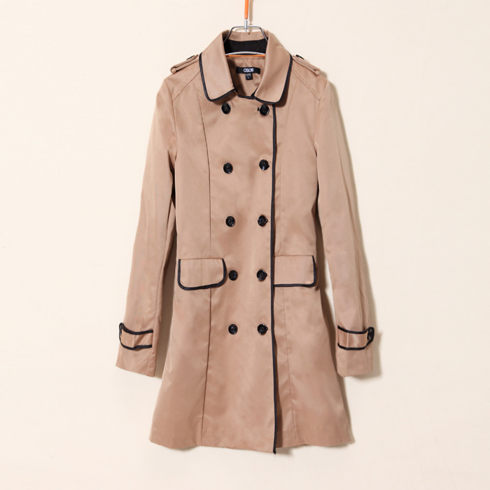 2012 autumn double breasted long-sleeve turn-down collar trench long design slim outerwear