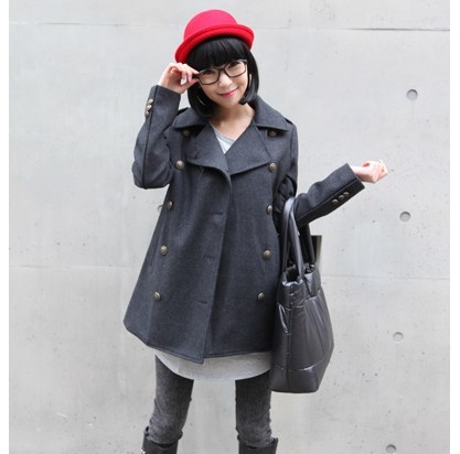 2012 autumn double breasted overcoat large lapel cloak woolen outerwear women's trench , Free Shipping