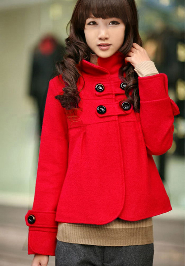 2012 autumn double breasted woolen outerwear slim trench women overcoat new arrival