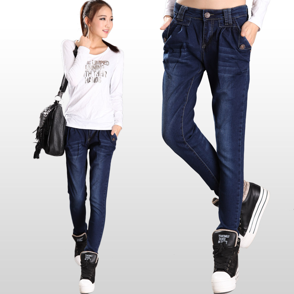 2012 autumn elastic harem pants loose harem pants jeans female long trousers