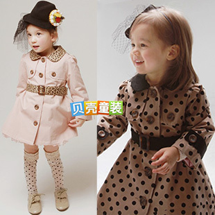 2012 autumn elegant belt paragraph girls clothing baby trench outerwear wt-0690