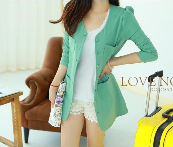 2012 autumn elegant slim female all-match medium-long blazer coat suit trench b76