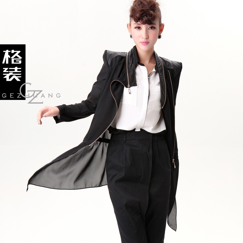 2012 autumn fashion all-match long-sleeve slim solid color ol ultra-thin female long outerwear w22