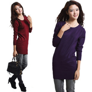 2012 autumn fashion all-match medium-long autumn and winter basic shirt sweater low collar long-sleeve sweater female