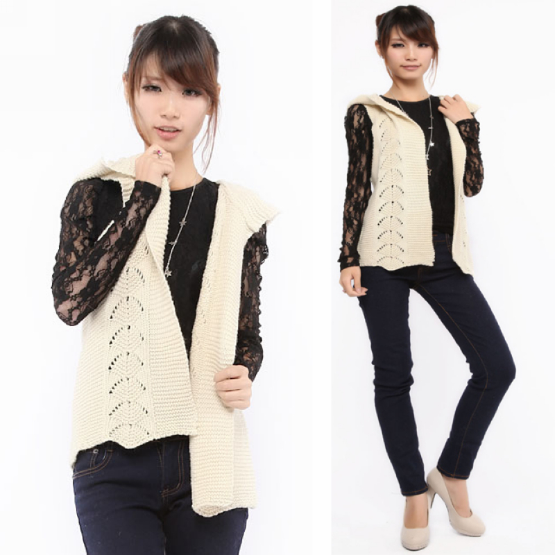 2012 autumn fashion all-match with a hood thick needle sweater shrug women's