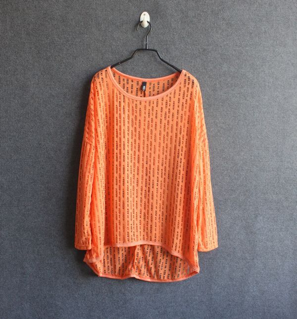2012 autumn fashion cutout perspectivity long-sleeve loose o-neck tee sun protection clothing air conditioning clothing