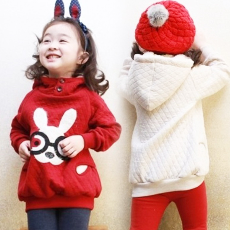 2012 autumn fashion male female child print glasses rabbit hooded sweatshirt child outerwear top